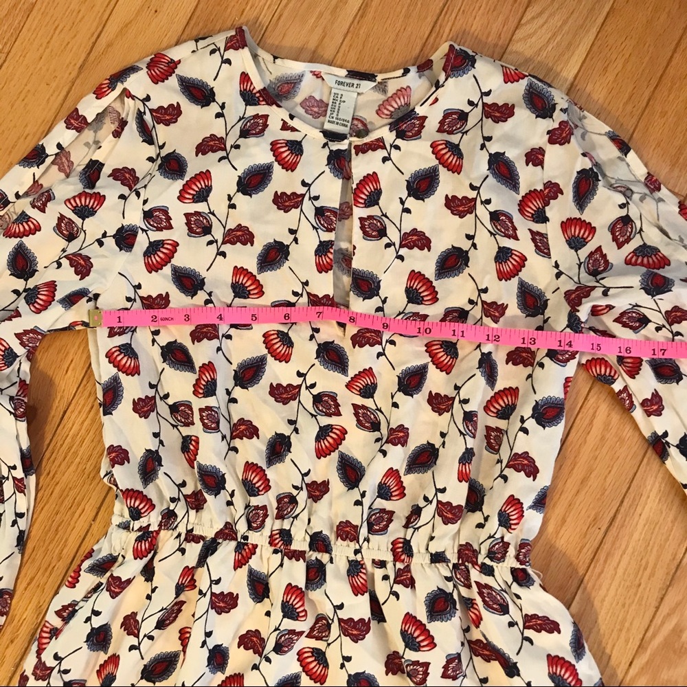 Forever 21 Floral 3/4 Sleeve Cold-Shoulder Dress - Picture 3 of 6